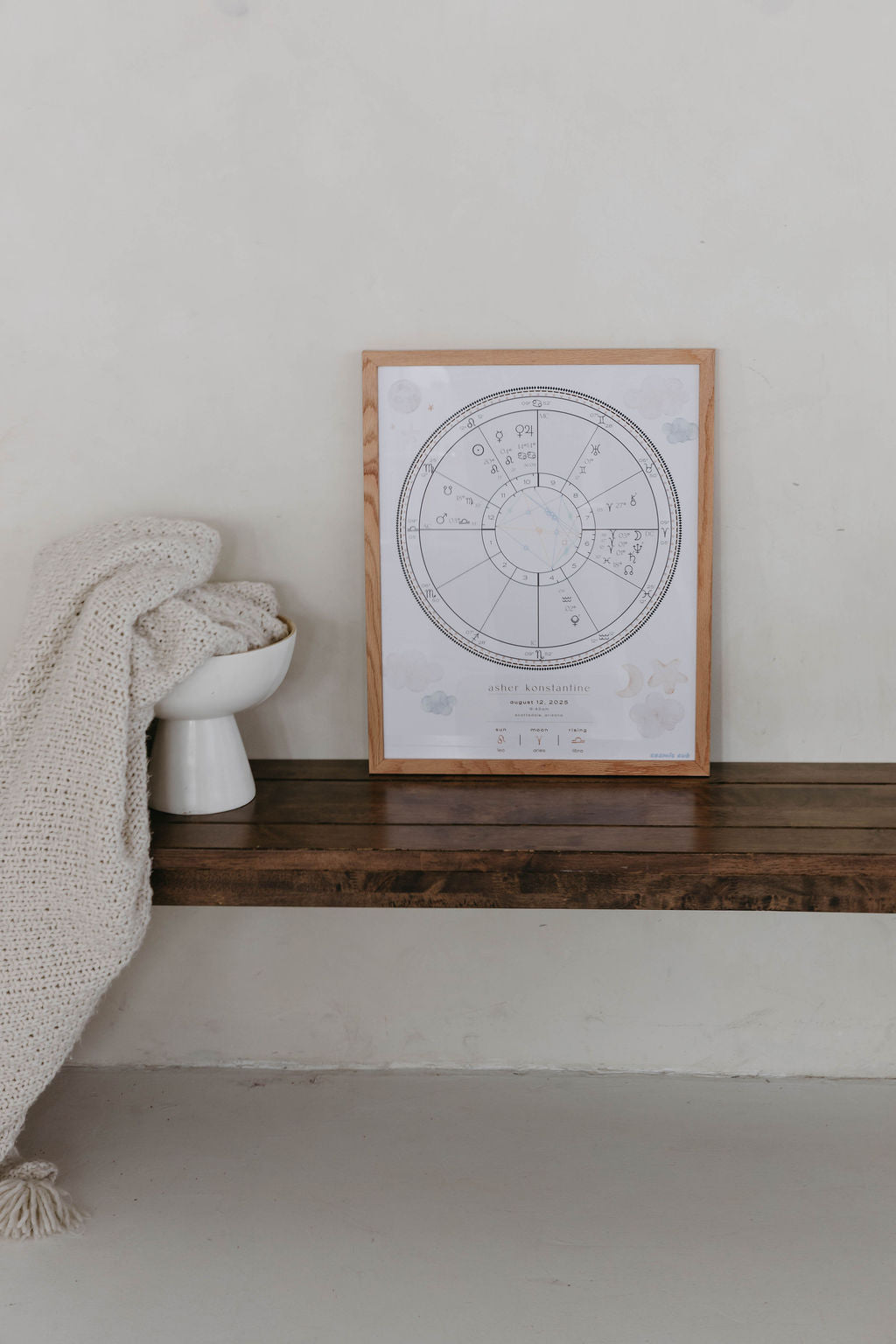 Cosmic Cub Natal Chart — Custom Framed Portrait 16×20in