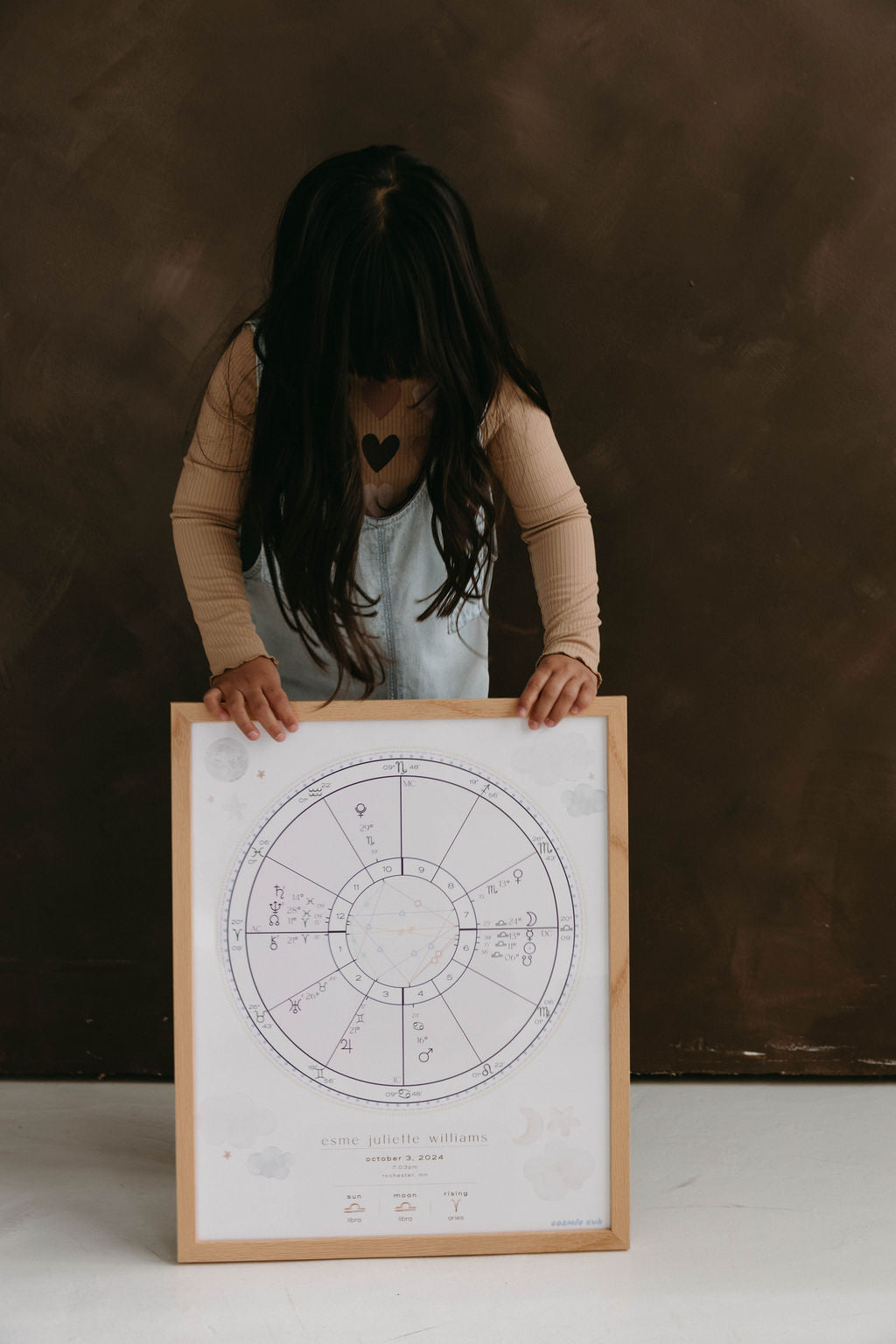 Cosmic Cub Natal Chart — Custom Framed Portrait 16×20in