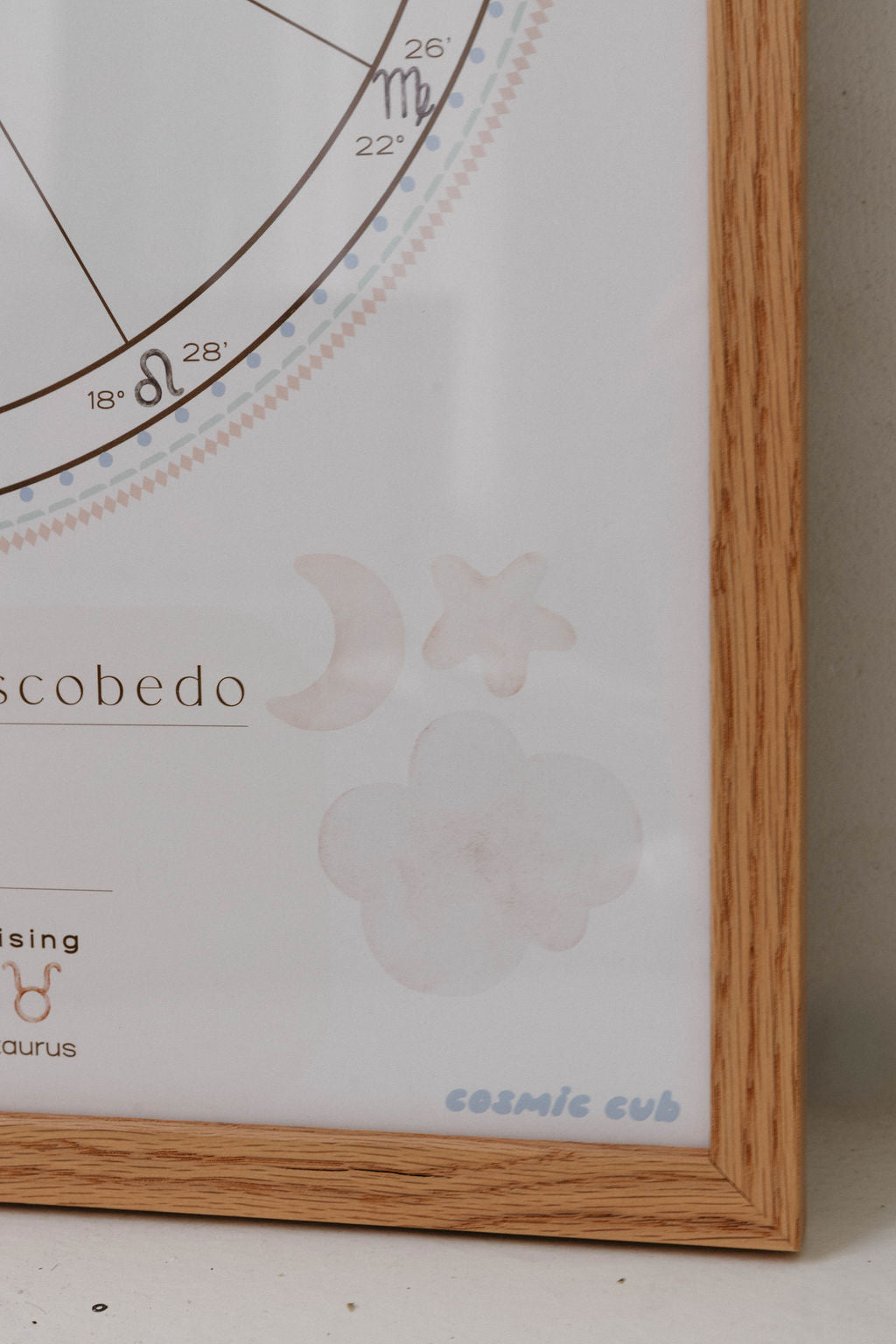 Cosmic Cub Natal Chart — Custom Framed Portrait 16×20in