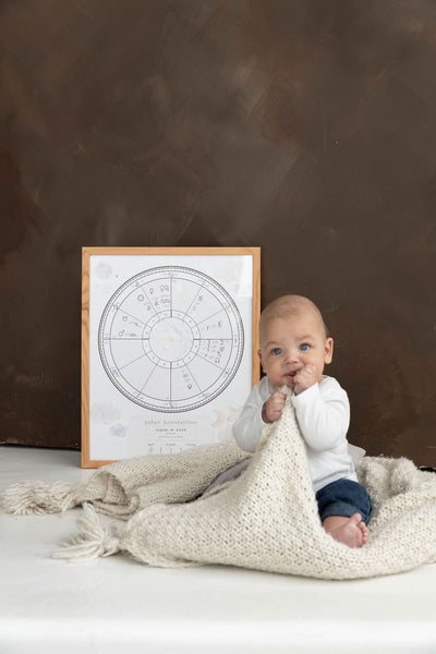 Cosmic Cub Natal Chart — Custom Framed Portrait 16×20in