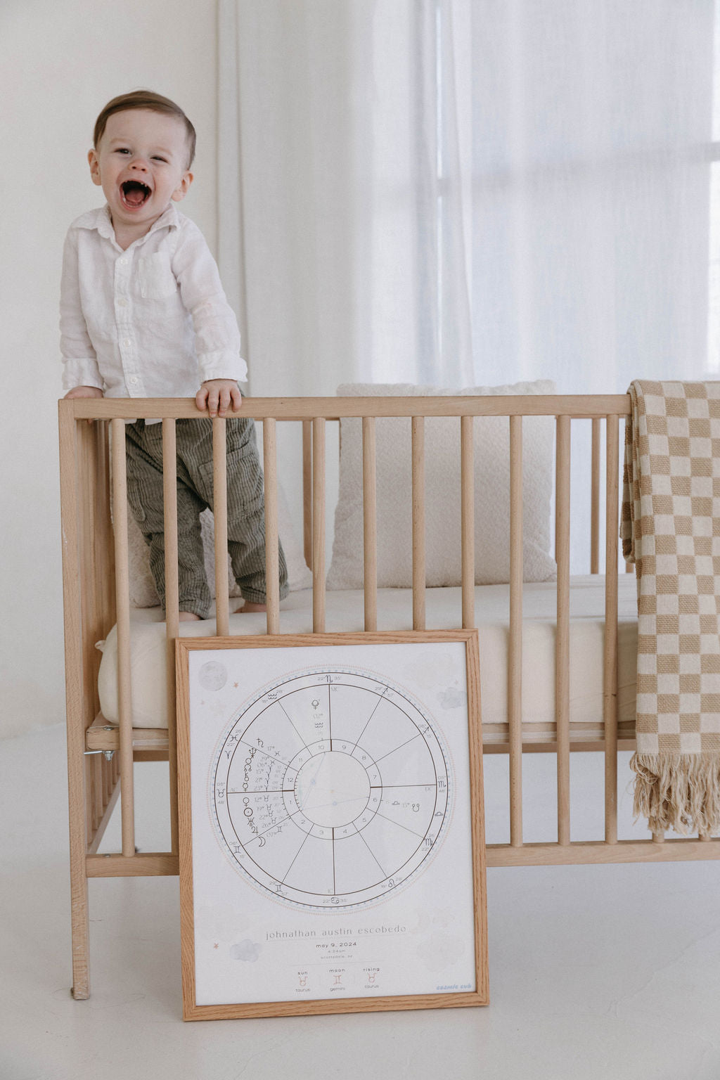 Cosmic Cub Natal Chart — Custom Framed Portrait 16×20in