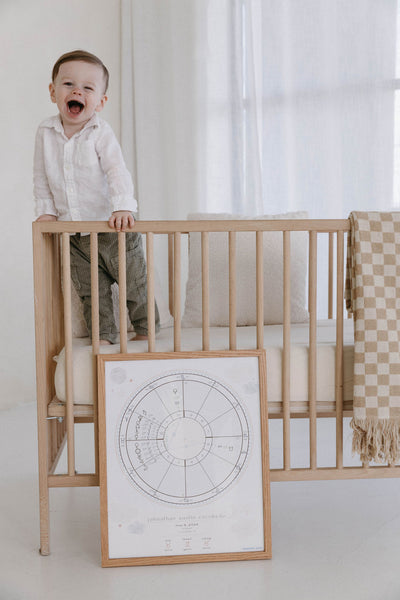 Cosmic Cub Natal Chart — Custom Framed Portrait 16×20in