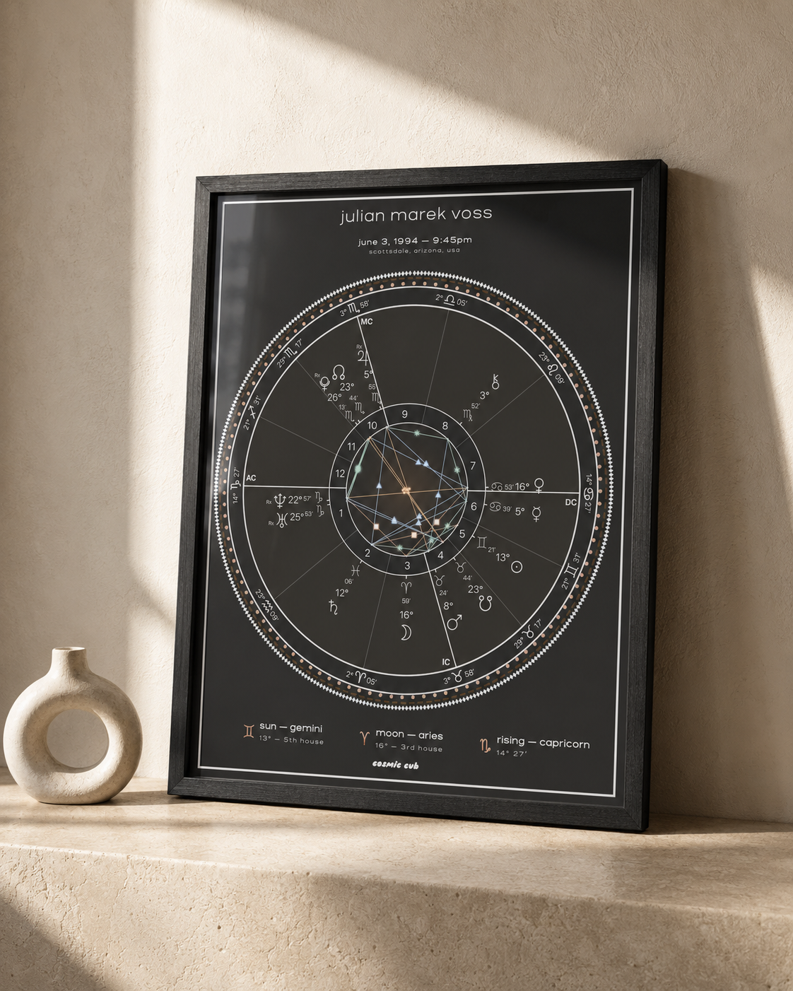 Personalized Astrology Natal Chart 16x20in Portrait x Cosmic Cub